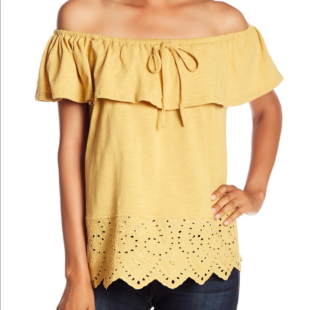 Pink Lily Yellow Strapless Top NWOT